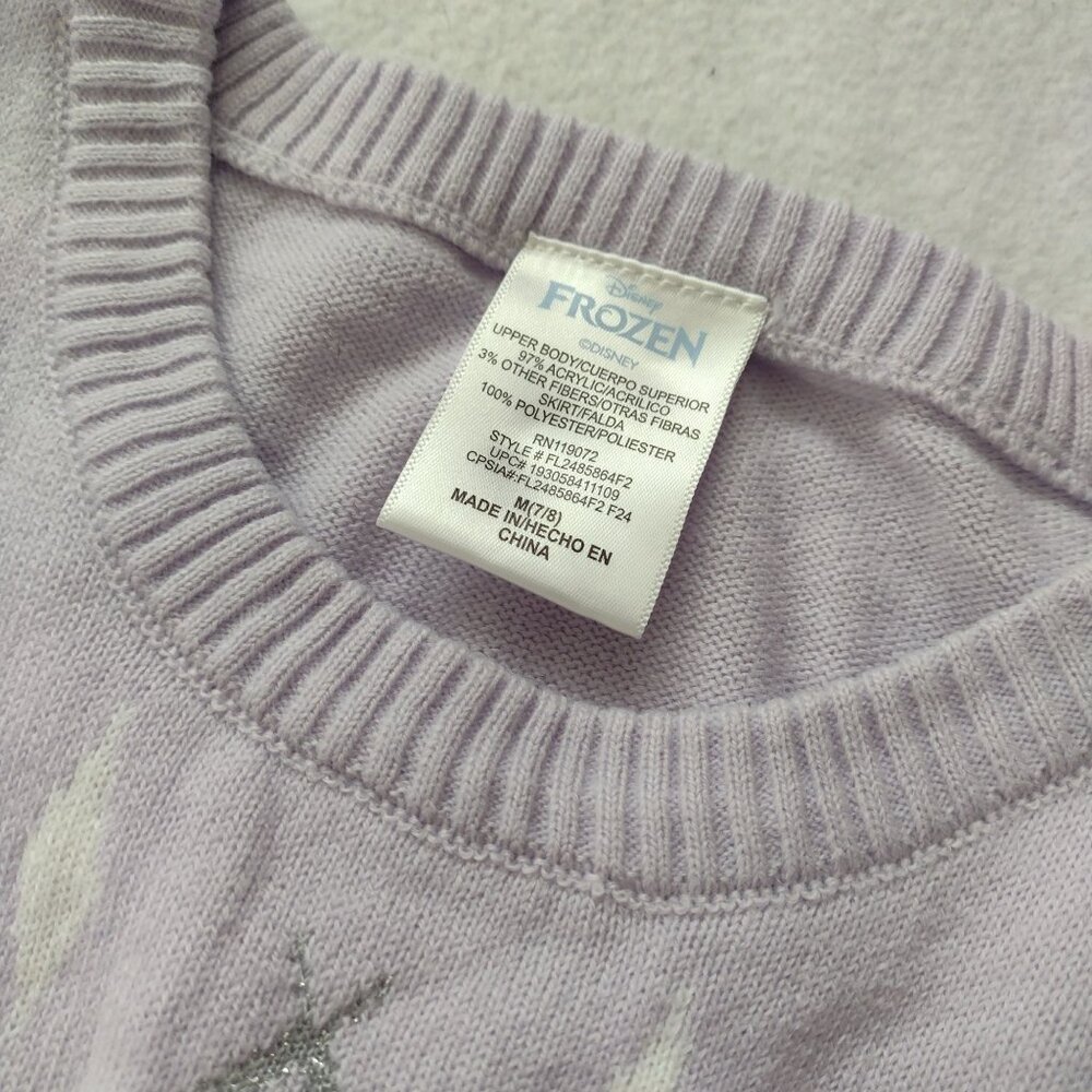 Disney Frozen Girls Sweater Dress M 7-8 Elsa Snowflakes Fairy Skirt Cosplay - Picture 2 of 8